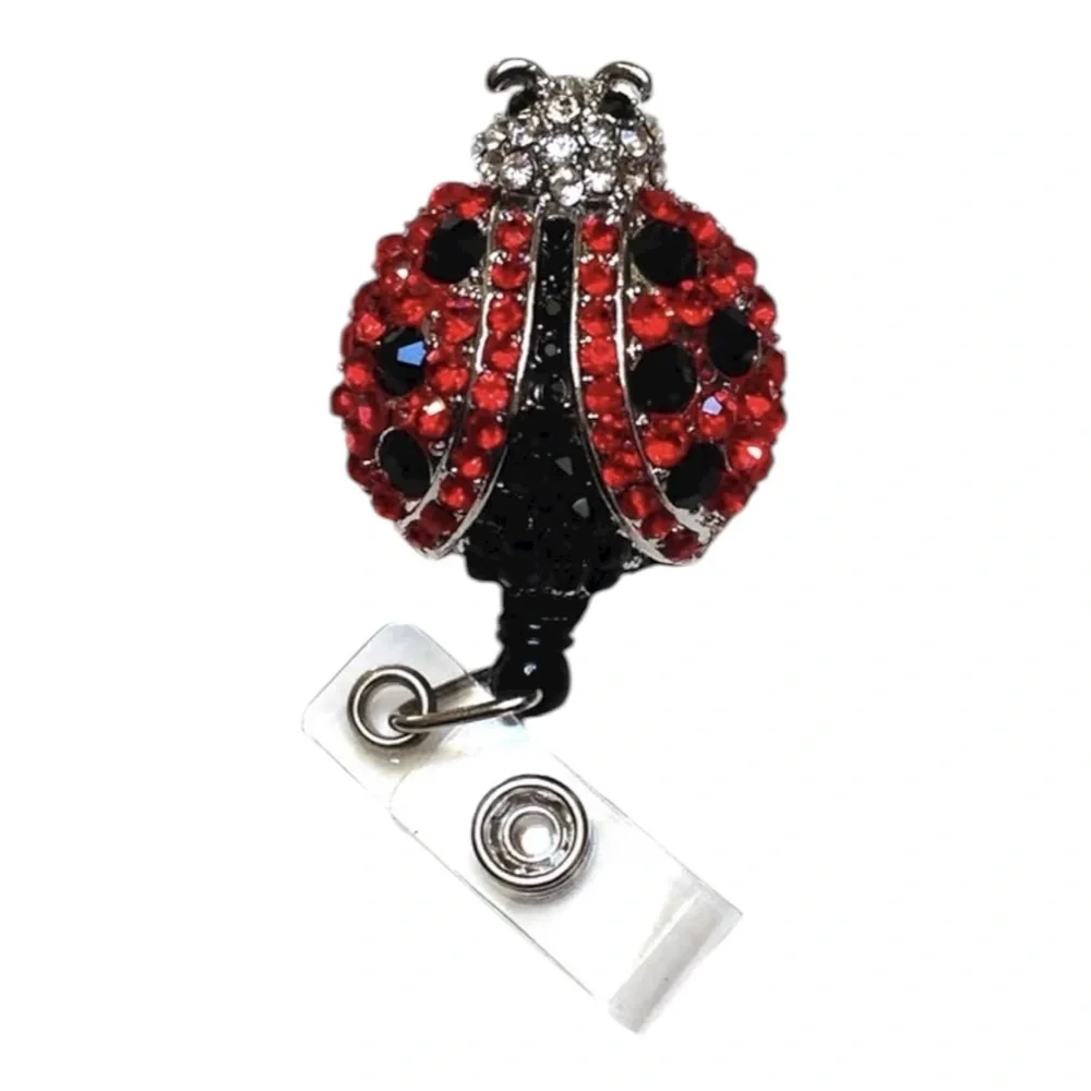 NWOT Sparkly Rhinestone Ladybug Retractable Badge Reel โ Bling ID Holder - Picture 1 of 2